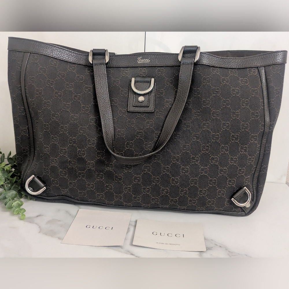 Gucci Black Monogram Tote Bag